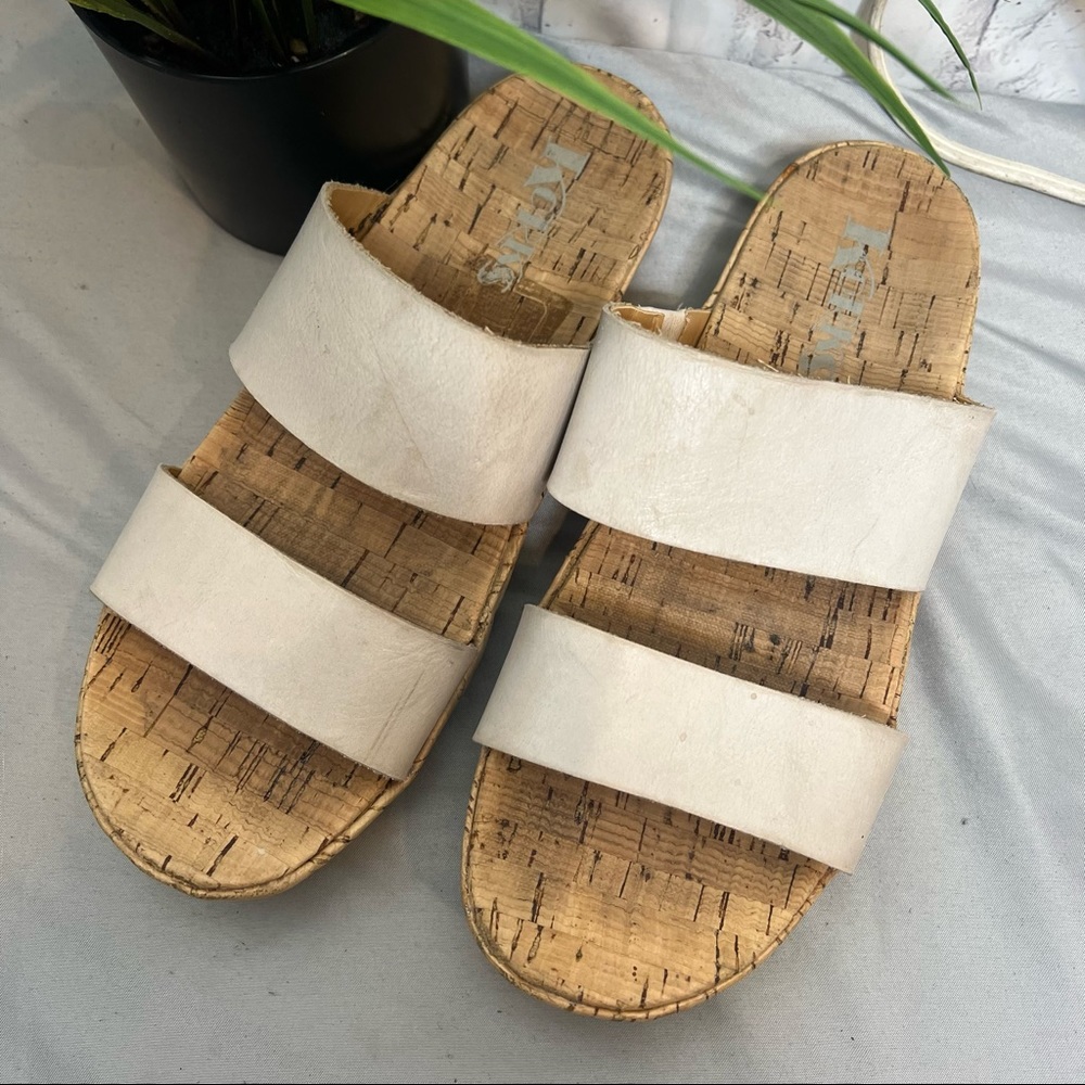 Korks Slides Sandals Tidal Slip On White Leather … - image 6